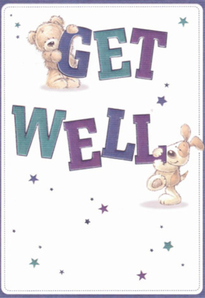 This endearing get well card is a small celebration of care and perseverance, crafted in a style that feels right at home in Hammersmith's lively tapestry. Its main characters-a soft, honey-hued bear and a playful puppy with floppy ears-offer a moment of childlike joy as they support the strong, whimsical lettering of 'Get Well.' The typography's shades of purple and teal invite vibrancy, much like the storefronts along King Street, while the starbursts sprinkled around the figures mimic the uplifting buzz of Hammersmith's Saturday markets. Every detail, from the gentle curve of the animals' paws to the velvety texture of their fur, is rendered with a tactile softness that calls to mind bouquets prepared with care by expert local florists. The card's clean white background offers a breath of fresh air, inviting clarity and the soothing calm one finds near Ravenscourt Park's grassy lawns. As the bear and puppy pass along their wish, you can almost sense the hope being delivered-like flowers sent across Hammersmith, each petal and leaf a thoughtful gesture of comfort. This card promises warmth, reassurance, and a heartfelt reminder that support is never far away, especially in a neighbourhood renowned for its friendly spirit and neighbourly acts of kindness.